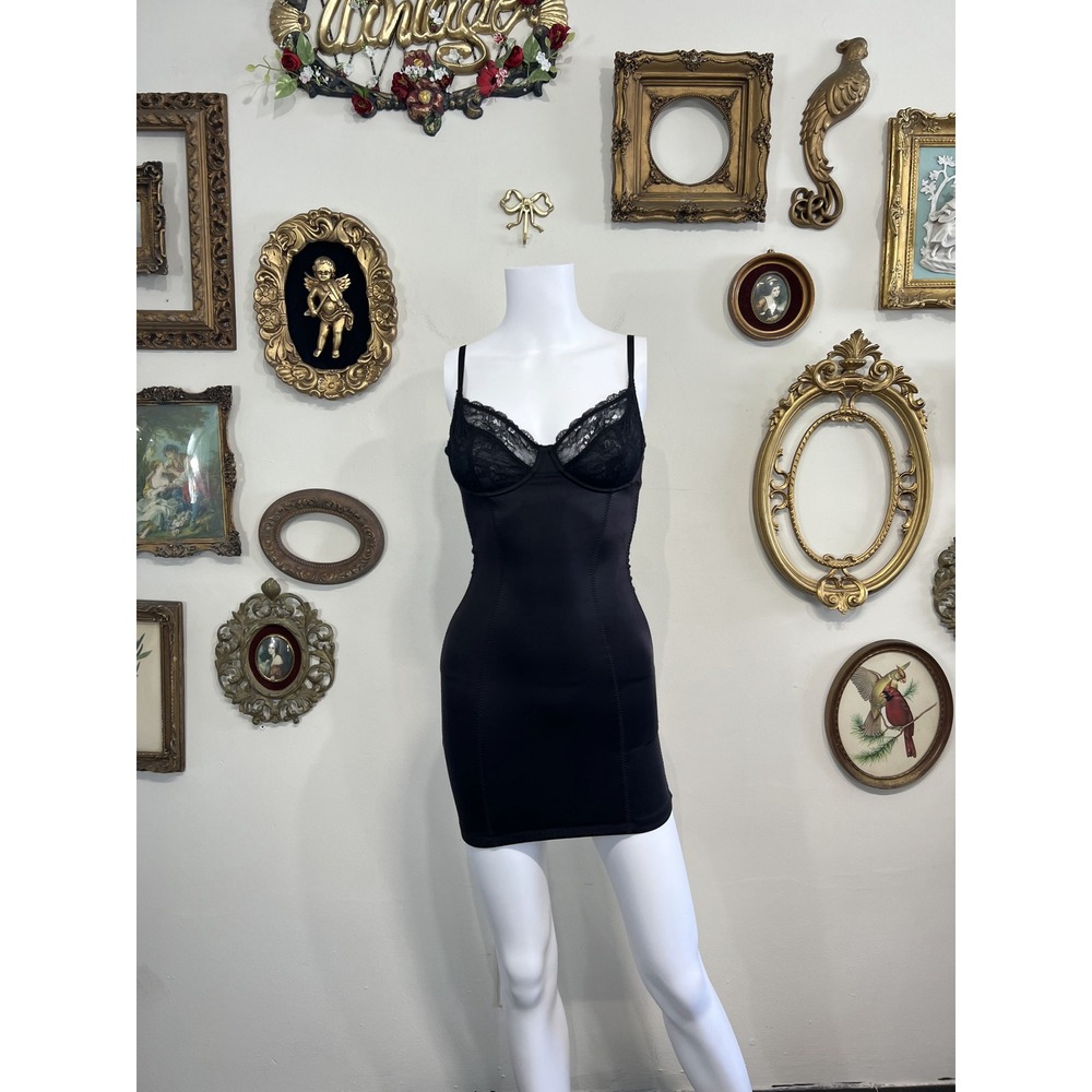 Marie Meili Lace Underwire Control Slip Dress Size 32D Black
